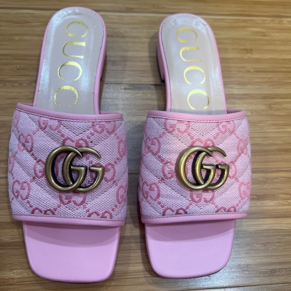 Gucci canvas slides